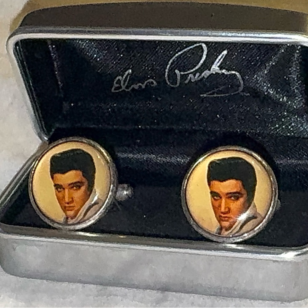 Vintage Elvis Presley Nylon Image Inlay 925 Silver
Cufflink Set